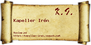 Kapeller Irén névjegykártya